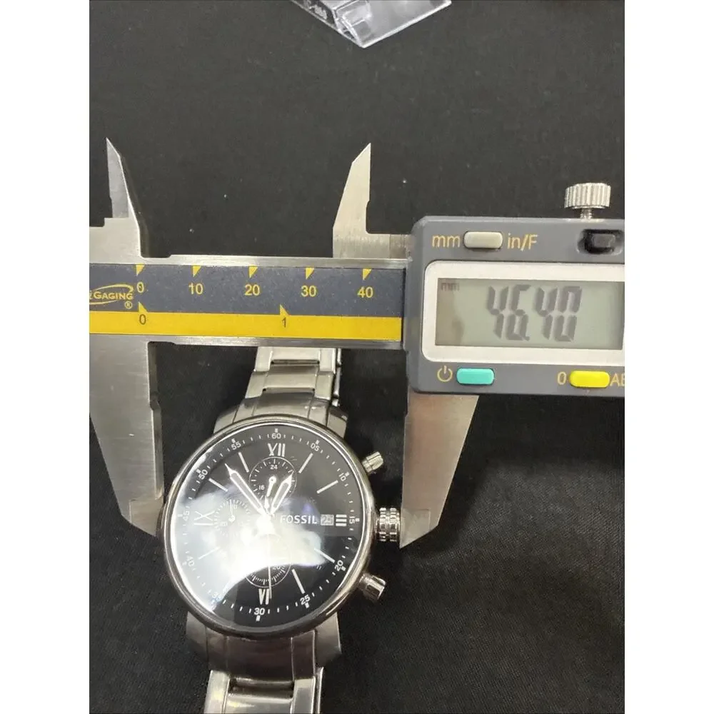 Fossil Rhett Black Men's Watch - BQ1000 New Battery 42mm Case 6.75” Band (E1)